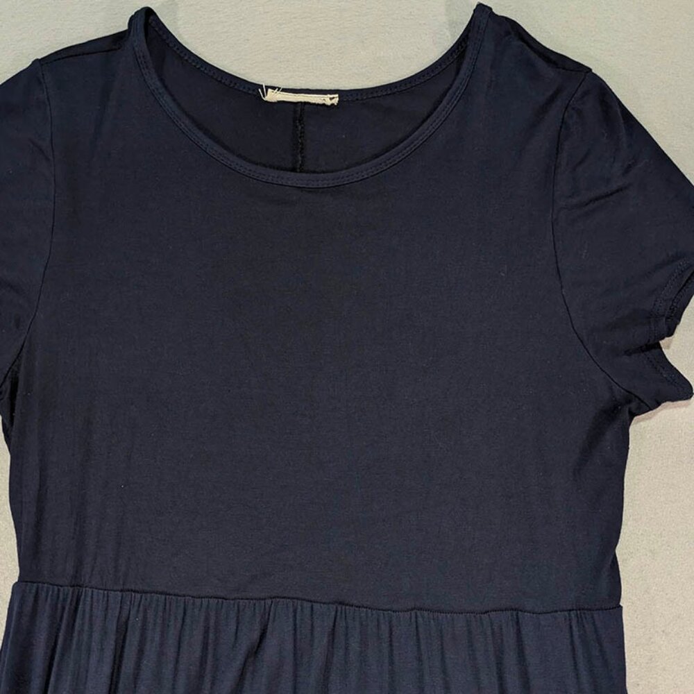 Maxi Dress Womens 2X Navy Tiered Prairie Boho Chic Minimalist Casual Travel - Picture 2 of 9